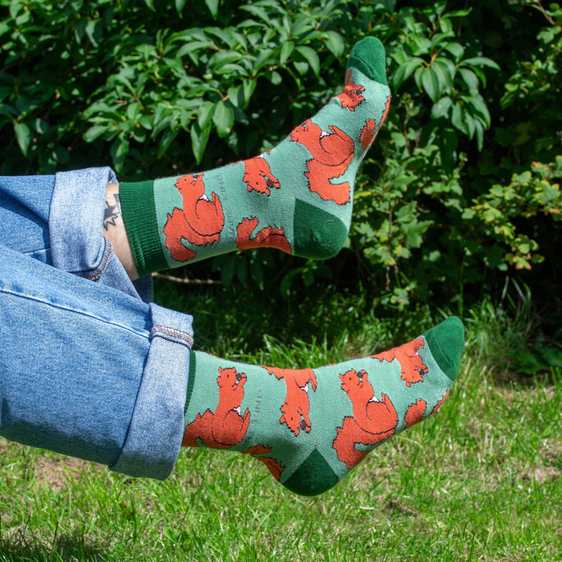 Bare Kind Socks – wholesale Socks – Unisex – Red Squirrel Socks | Bamboo Socks | Light Green Socks8