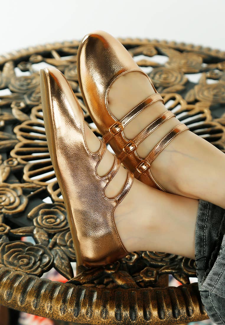 Rag Company - Wholesale Flats - Women's - Macarina Triple Strap Mary Jane Ballerinas2