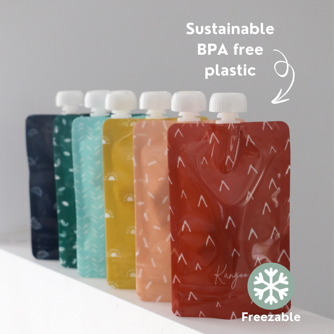Kangoo et cie - Vente Sachet de conservation/film alimentaire - Pochettes réutilisables pour aliments pour bébés - Pochettes de stockage à presser 6x BOHO7