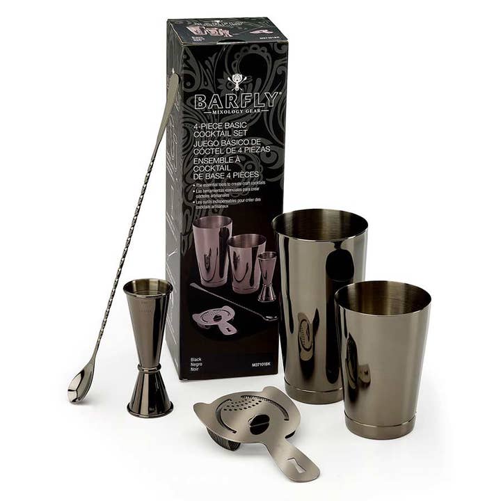 Barfly Mixology Gear & Mercer Culinary - Wholesale Bar Tool - Barfly M37101 Basics Cocktail Set, 5-Piece, Gun Metal Black