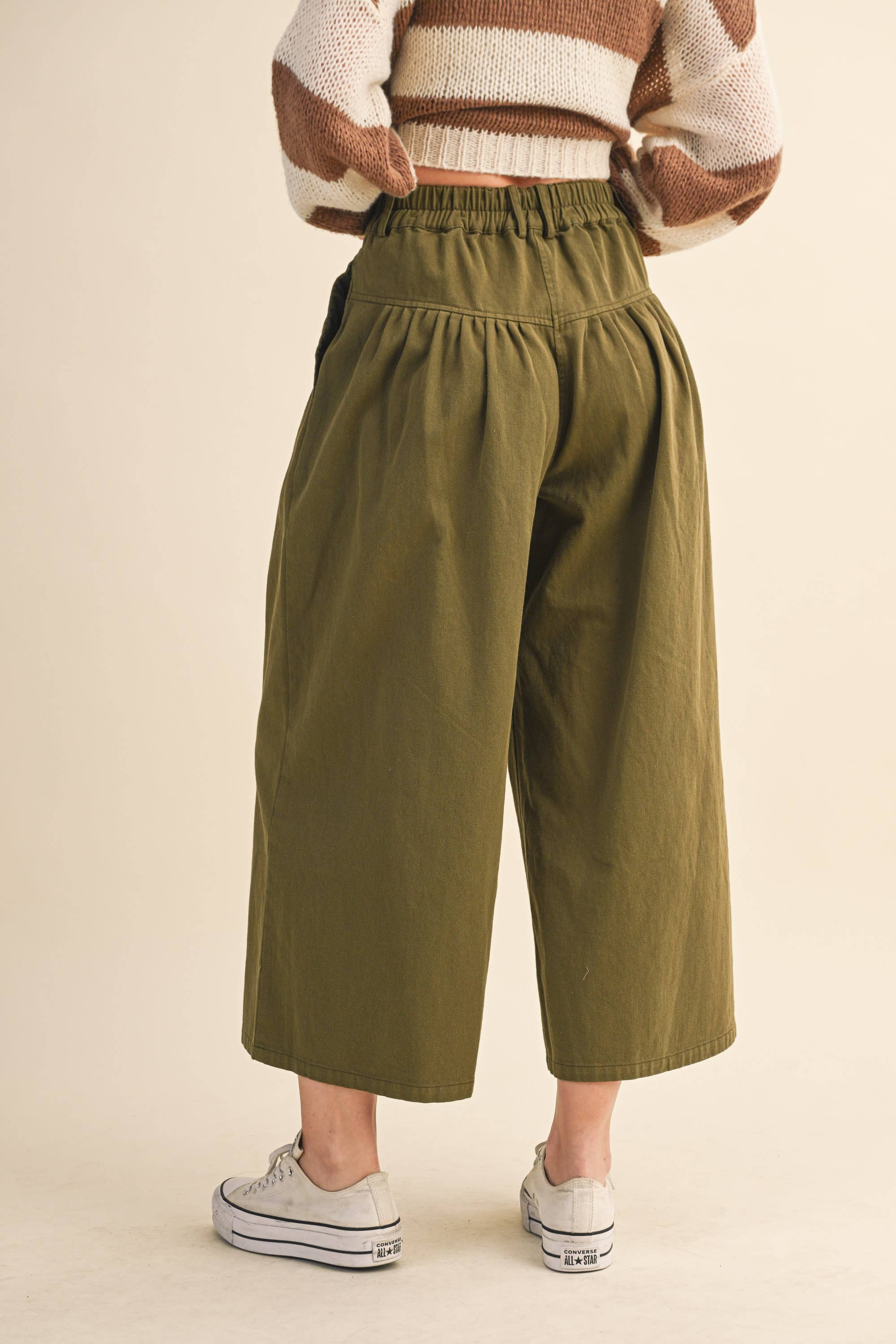 Klesis – wholesale Pants – Women's – IP1419 COTTON TWILL HIGH WAIST CROPPED WIDE LEG PANTS8