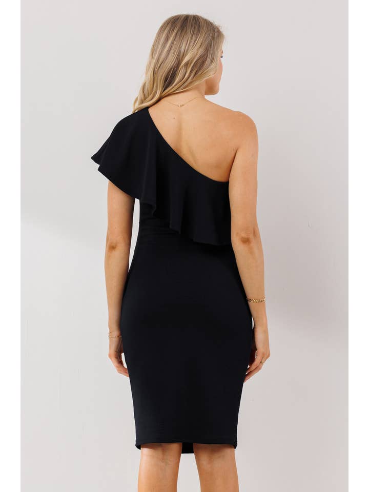 Hello Miz - Wholesale Dress - Maternity - Ruffled One Shoulder Maternity Bodycon Dress