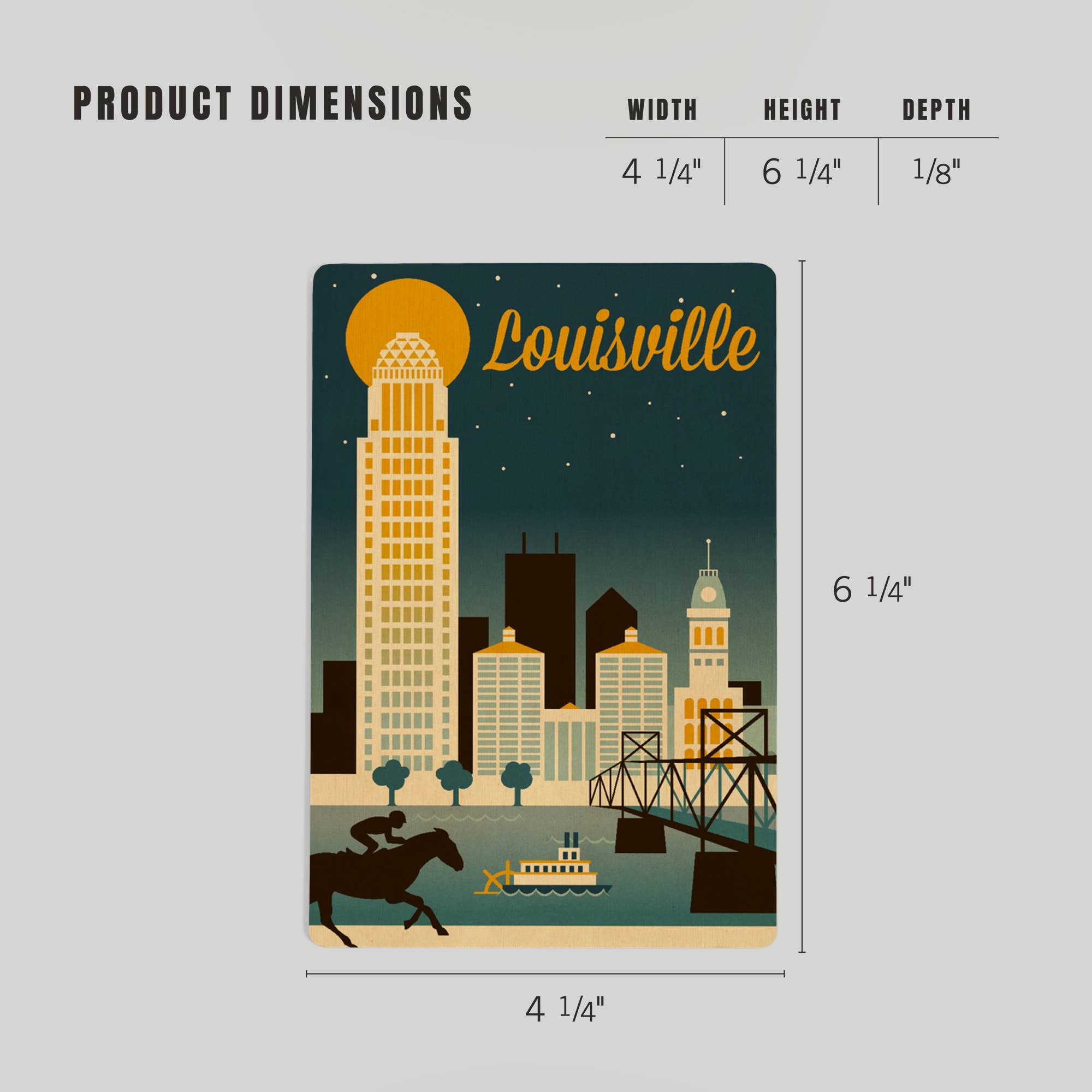 Lantern Press - Venta al por mayor Tarjeta postal - POSTAL DE MADERA Louisville, Kentucky, Retro Skyline4