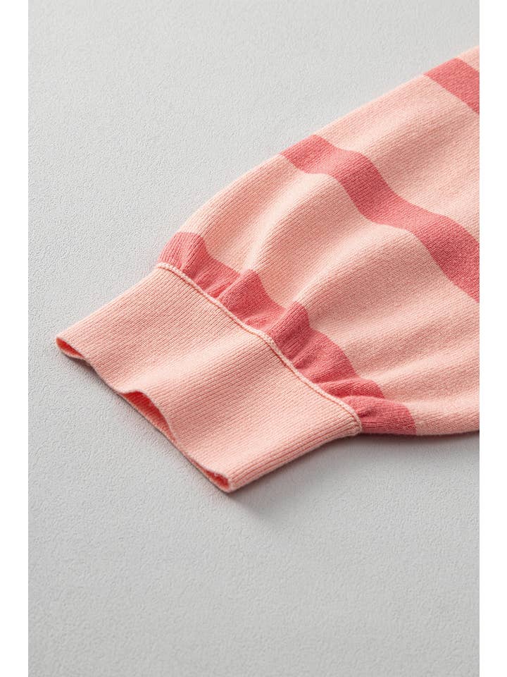 Amaryllis Apparel - Wholesale Tunic Sweater - Women's - Stripe Colorblock Oversized Sweater14