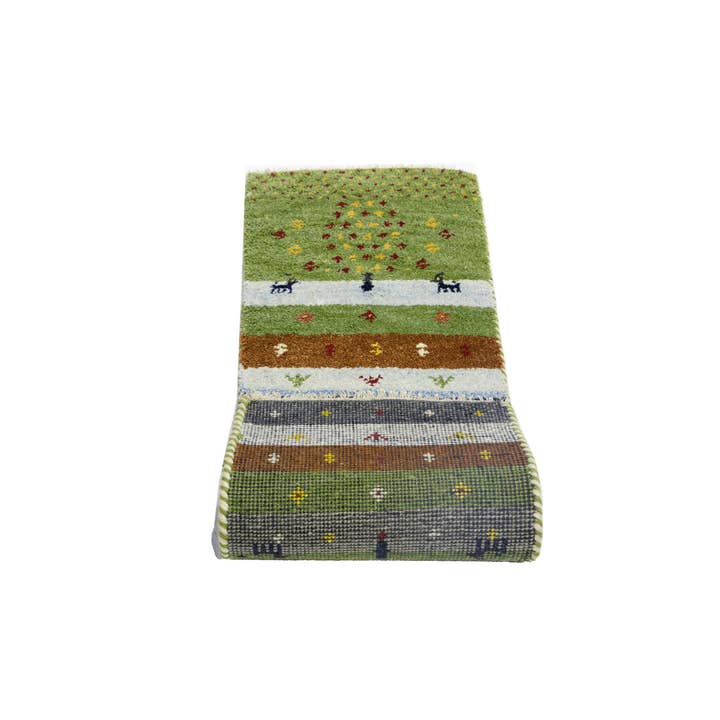 Magic Rugs Inc. – wholesale Area rug – Green 1'5X4 Tribal Indo-Gabbeh Modern Rug | Oriental Natural8