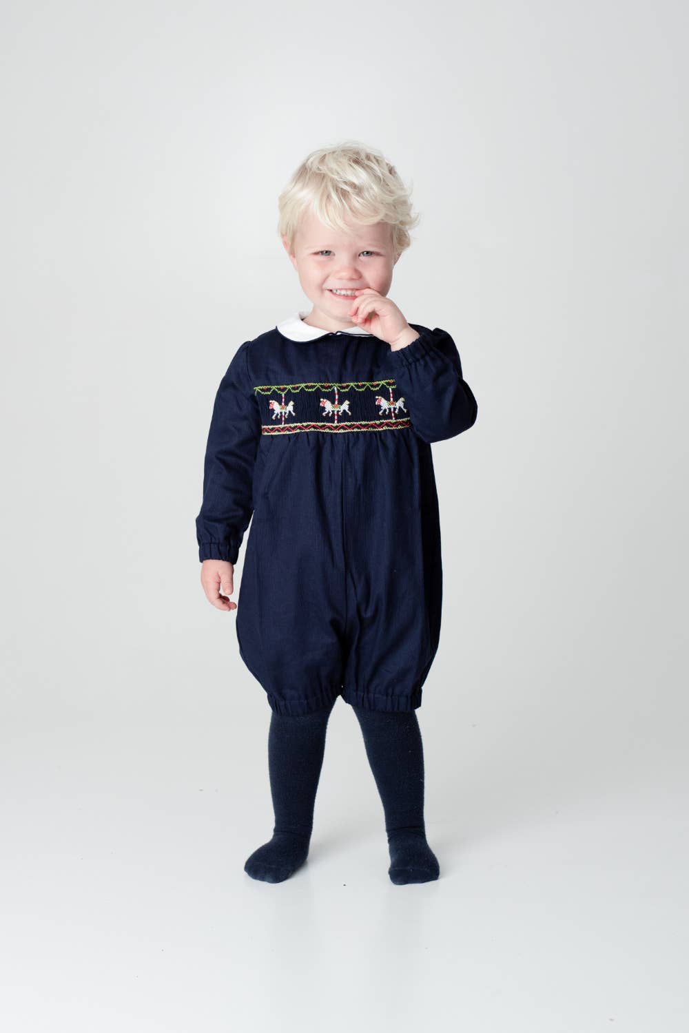 Annafie London Ltd - Vente Barboteuse – bébé - Combishort smocké HORSE CAROUSEL3