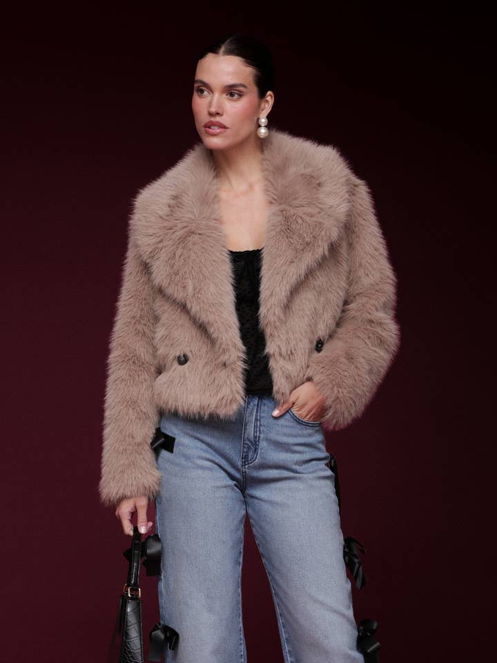 Faux Fur Cropped Coat for wholesale by Avec Les Filles