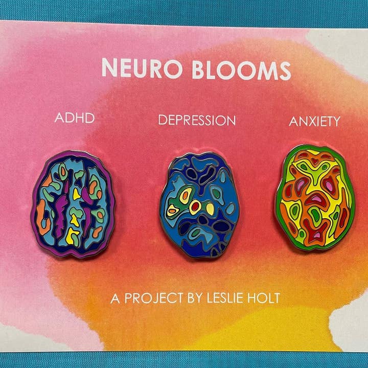3 Pc Enamel Pin Set - ADHD/Depression/Anxiety for wholesale by Neuro Blooms