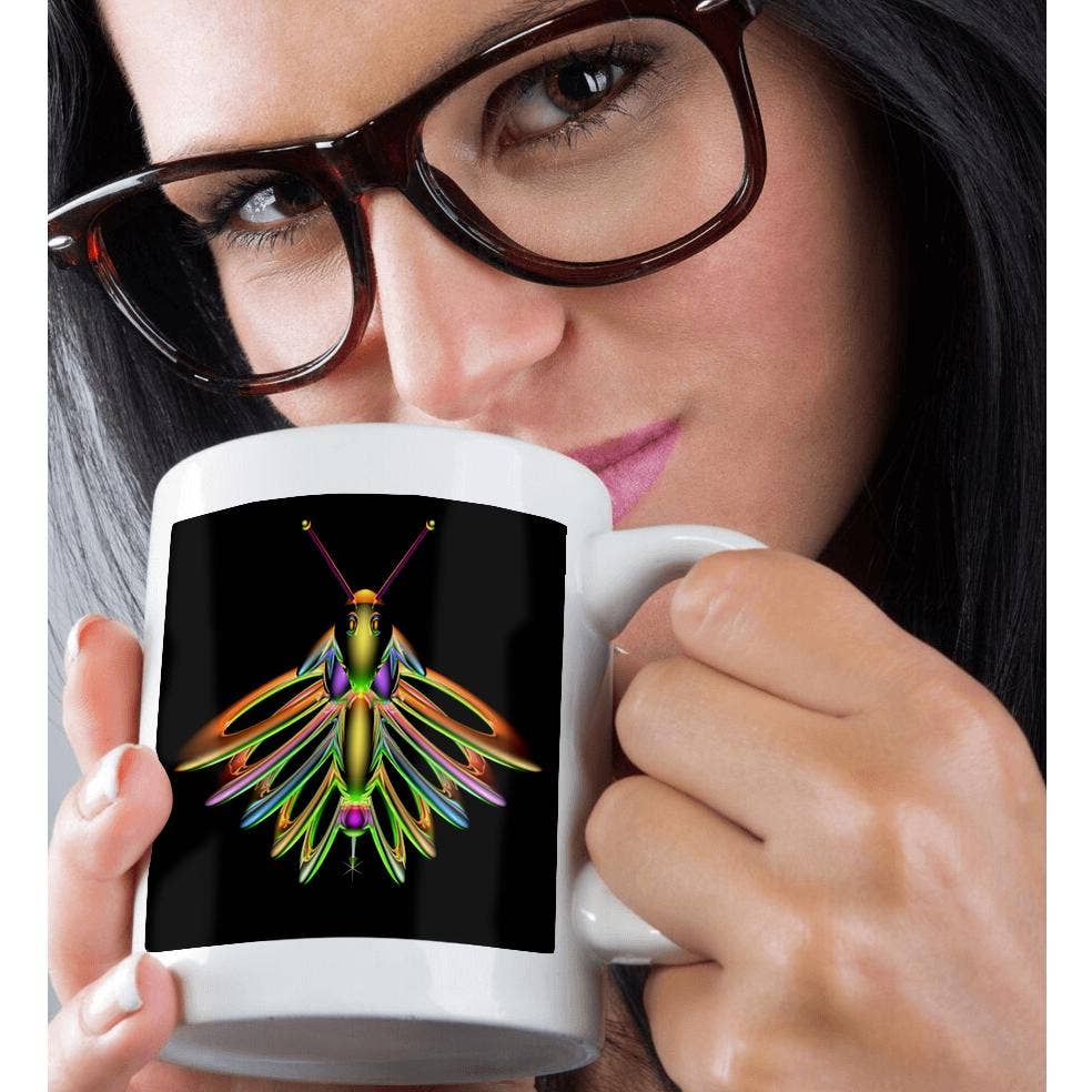 3dRose - Wholesale Coffee Mug - 3dRose, Firefly digital artwork of a colorful Firefly insect with reflecting wings and antennae , Mug9