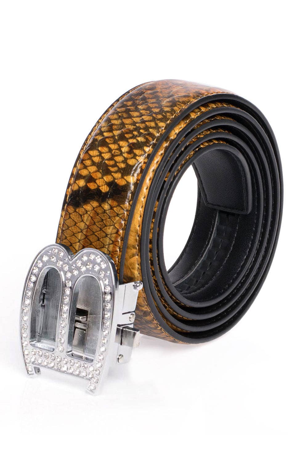 BARABAS – wholesale Belt – Men's – Men's Rhinestone B Letter Buckle Leather Belt BK81036