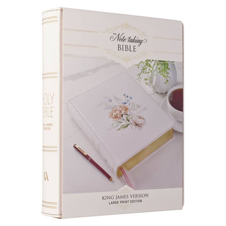Christian Art Gifts - Wholesale Display Book - KJV Note-taking Bible LP Faux Leather HC, White Floral10