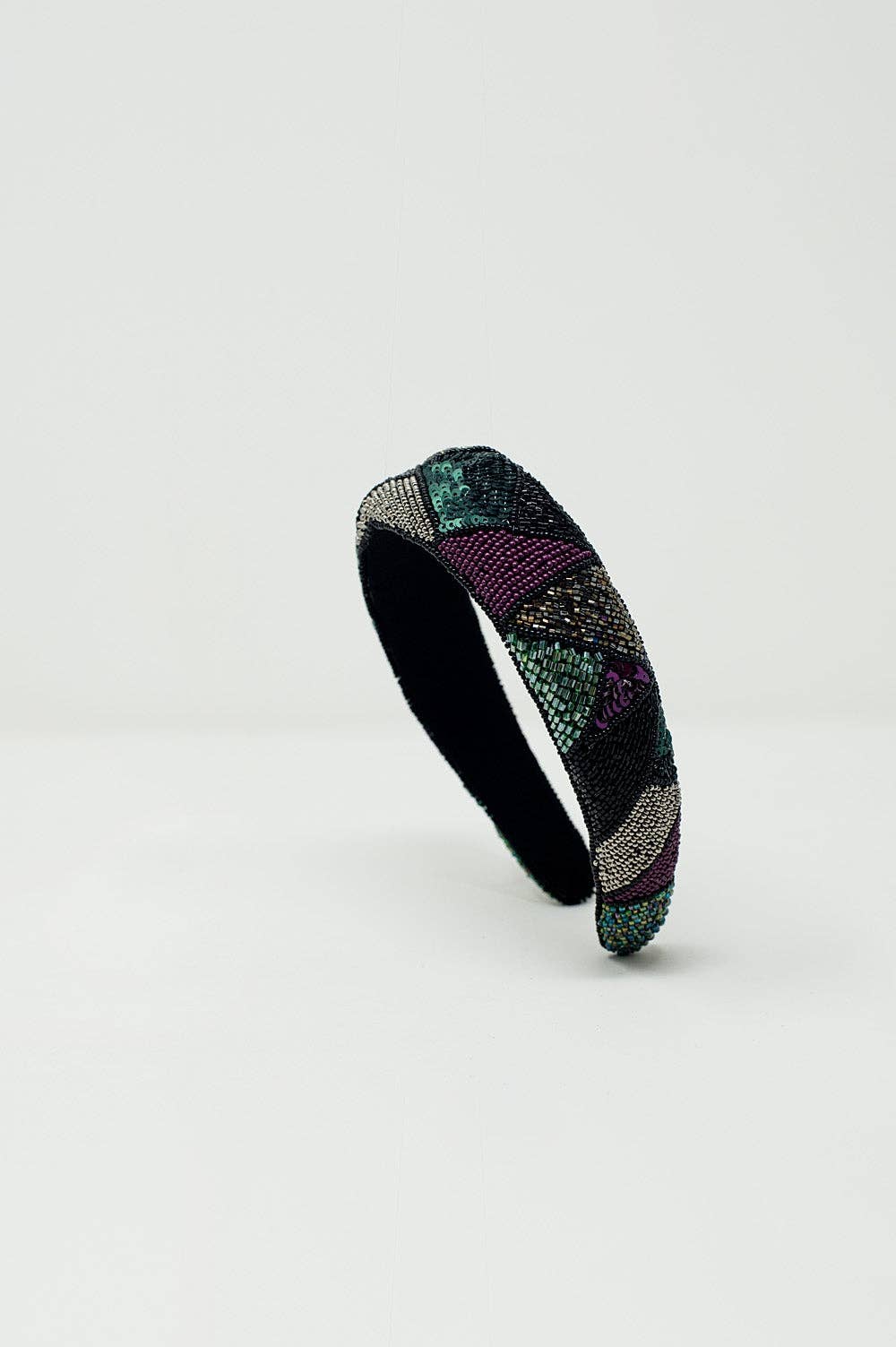 Black Thick Embroidered Headband in Cool Colors for wholesale on Faire2