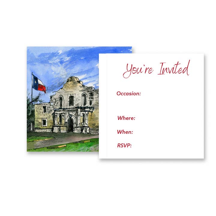 De Alamo Texas gedetailleerde uitnodiging voor wholesale door Totally Toronto Art/Sassy City Studio