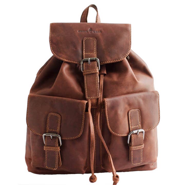 Sarah vintage leather backpack women's backpack large men's travel for wholesale by Greenwood