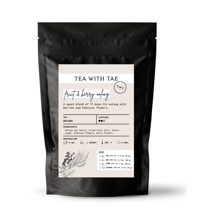 Tea with Tae - Wholesale Tea Bags - Fruit & Berry Oolong Tea Pouch (20, 60, or 100 tea bags)3