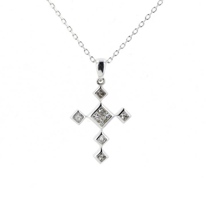 14KT White Gold Cross Diamond Pendant for wholesale by NYMAN JEWELERS