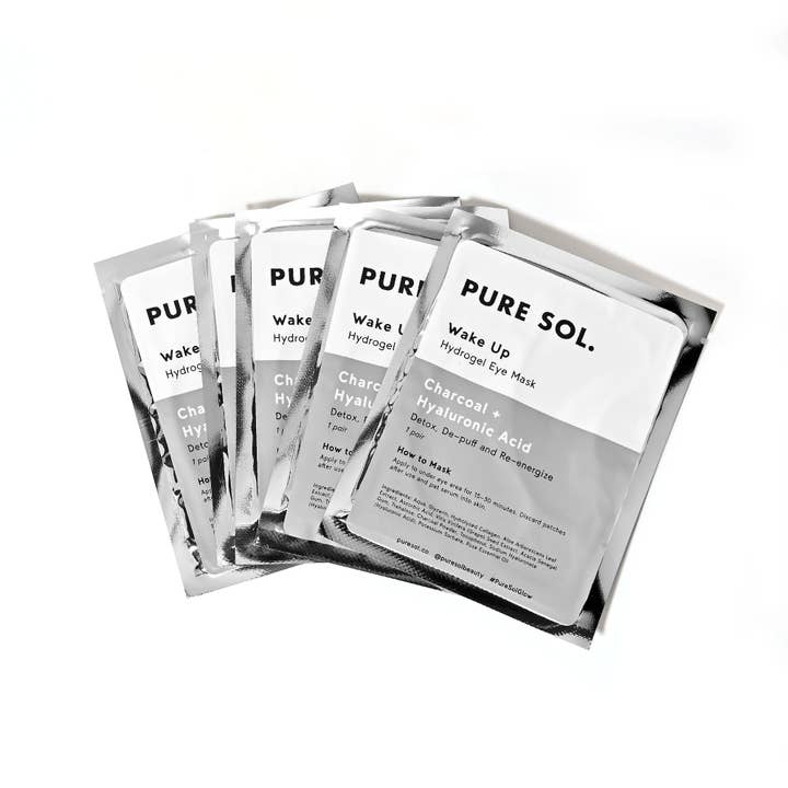 Wake Up Charcoal + Hyaluronic Acid Eye Mask - 1 pair for wholesale by PURE SOL.