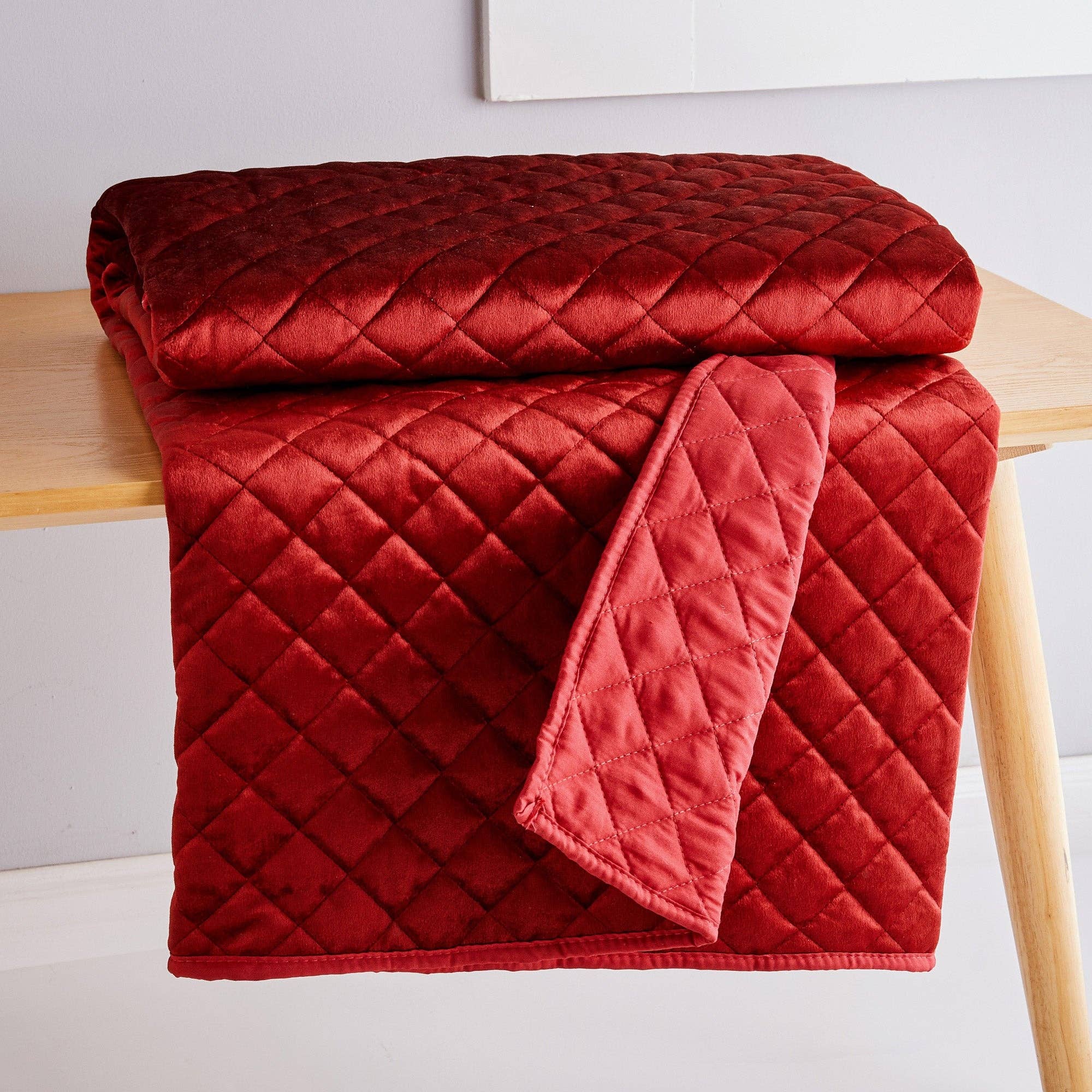 Levtex Home - Wholesale Throw Blanket - Red Velvet Quilted Throw2