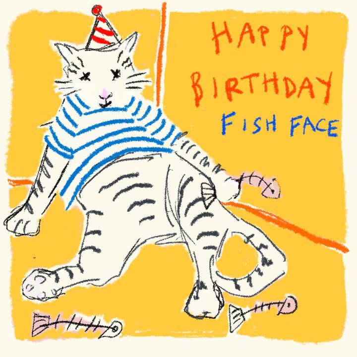 ¡Feliz cumpleaños Fish Face! Tarjeta de felicitación, FP2087 para venta al por mayor de Poet and Painter