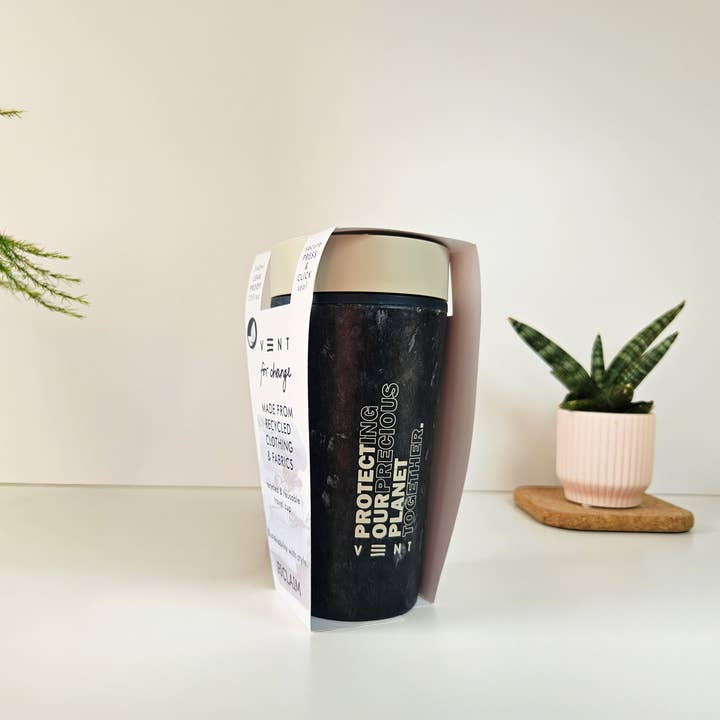 Reusable Travel Cup - Beige - Reclaim Recycled Fabric for wholesale by VENT for Change