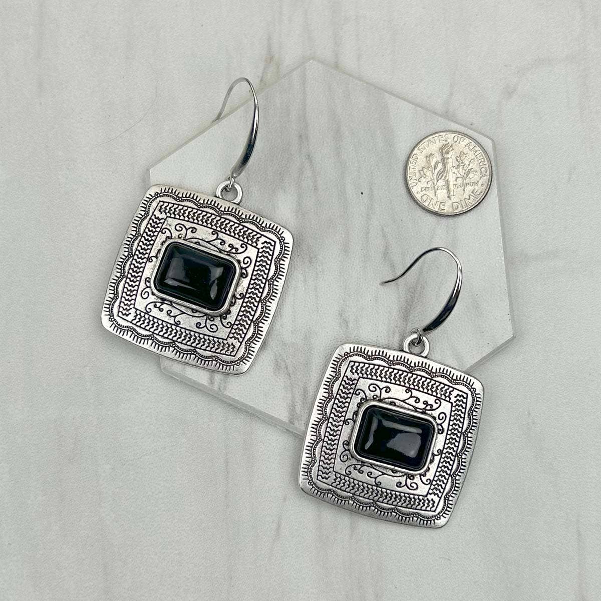 Western Elite Jewelry - Wholesale Dangle earrings - ER231205-01-BLUE                     Silver metal with blue turquoise stone beads Earrings1