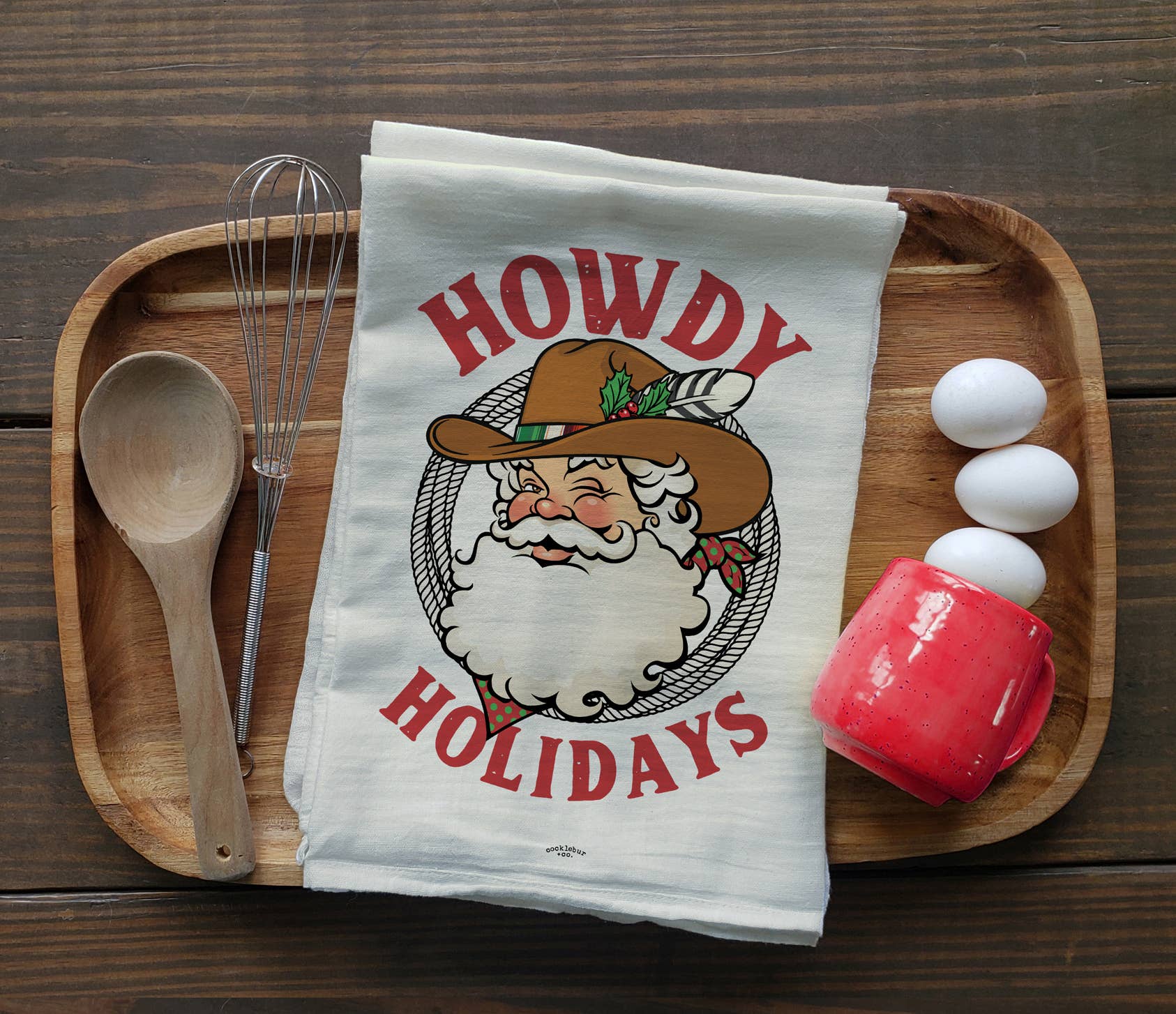 Cocklebur & Co. – wholesale Kökshandduk – Cowboy Santa Howdy semester - jul kökshanddukar0