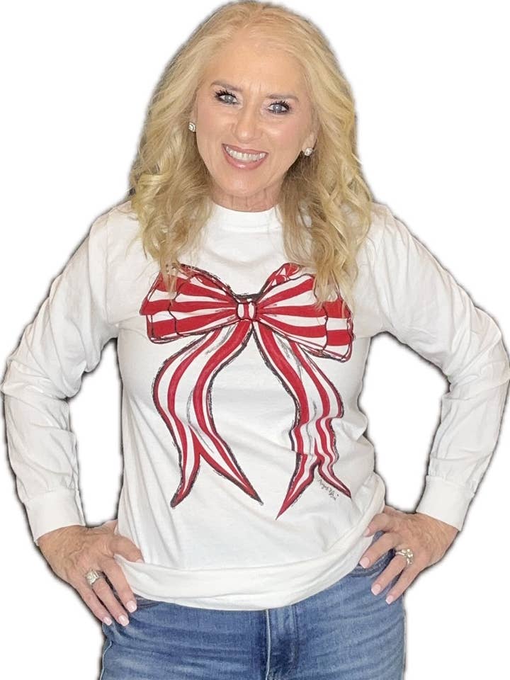 Lazo a Rayas Rojas y Blancas de San Valentín CC de Manga Larga para venta al por mayor de August Bleu