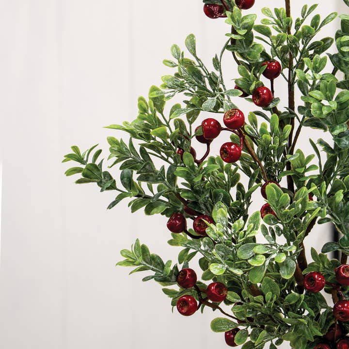 Saybrook Lane - Wholesale Artificial Plant - Frosted Boxwood & Gooseberry Spray, 28"2