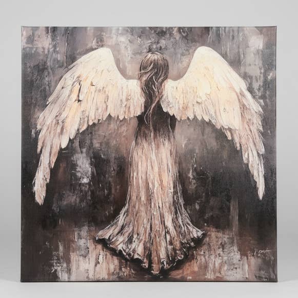 Angel Canvas art print, Spiritual home decor, Christian art for wholesale by Rustic Nester