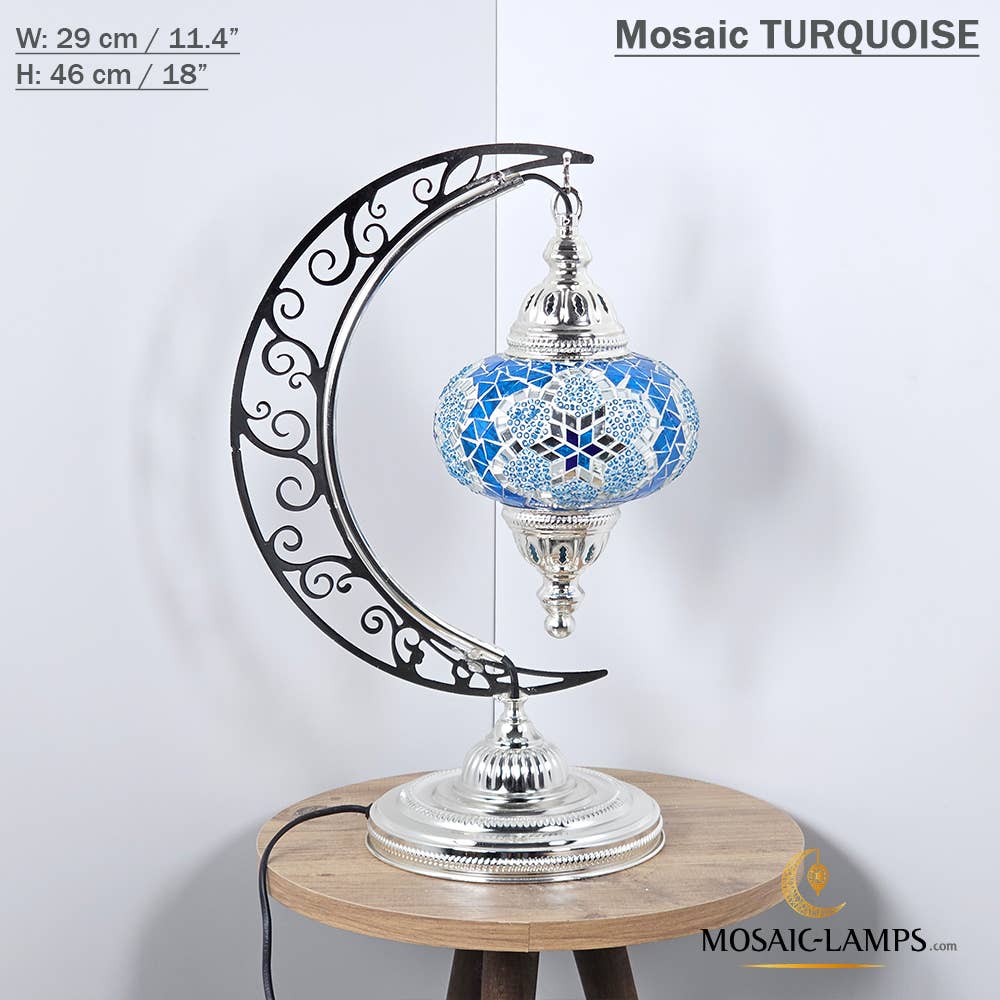 Mosaic Lamps - Vendita all'ingrosso Lampada da scrivania/d'accento - Lampada da scrivania Turkish Moon in argento, luci ad arco marocchine, Murano C54