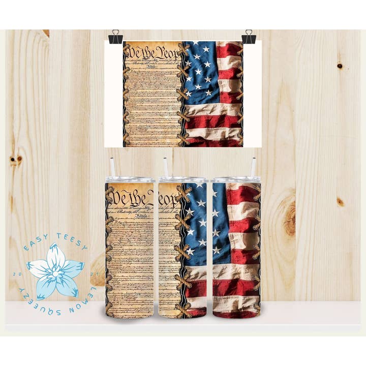 Constitution and Flag Sewn Tumbler for wholesale by Easy Teesy Shirts