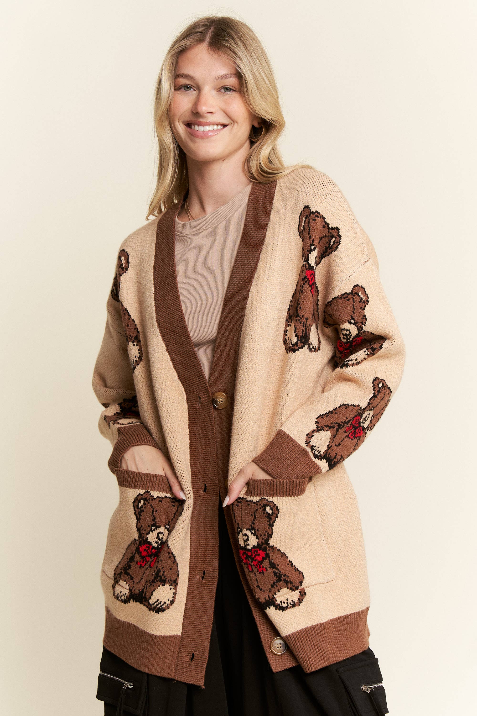 JADE BY JANE - Wholesale Cardigan - Women's - BEARY ADORABLE CARDIGAN2