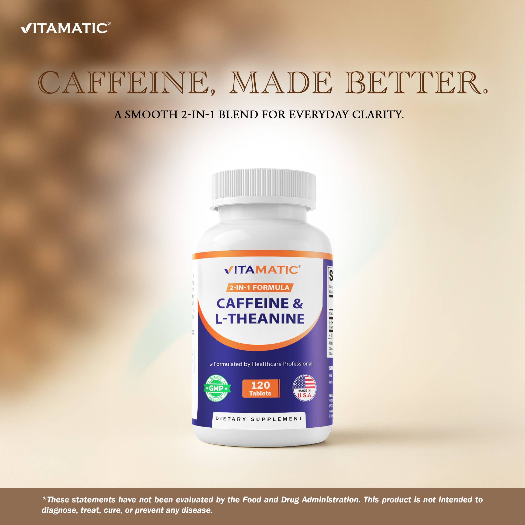 Vitamatic - Wholesale Voedingssupplement/vitamine - Vitamatic L-theanine 200 mg met cafeïne 100 mg | 120 tabletten3