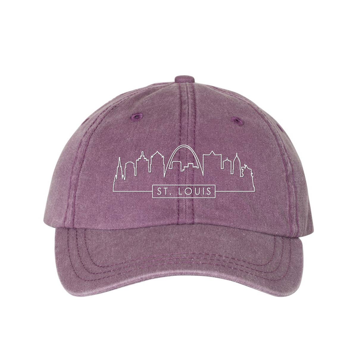 Lucky Luna Apparel - Wholesale Baseball Cap - Unisex - Skyline St. Louis Embroidered Pigment Dyed Dad Hat10