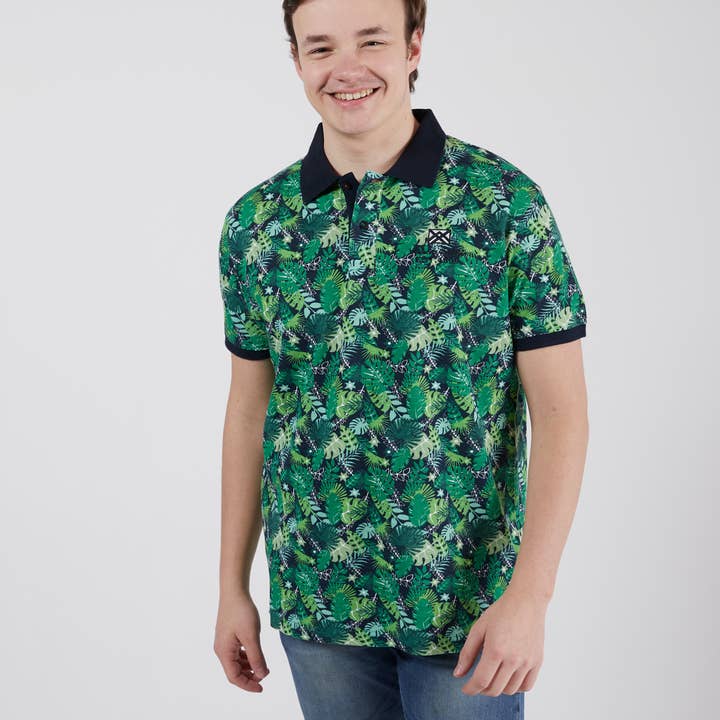 VIRTUAL JUNGLE AOP polo met korte mouwen voor wholesale door Black Wellis