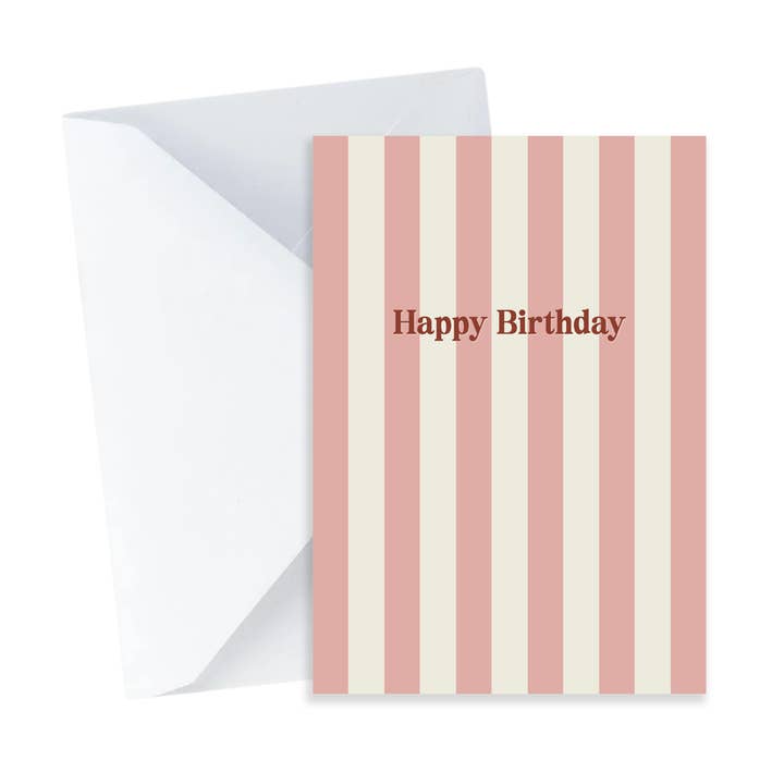 Red Stripes Mini Happy Birthday Card - Colourful Mini Card for wholesale by Popsy Press