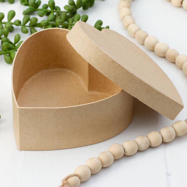 Factory Direct Craft - Wholesale Decorative Box - Paper Mache Small Heart Boxes - 5" L x 4-1/2" W x 2" H