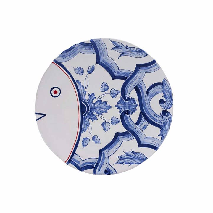 Vietresi Dekoteller mit Fisch und Majolika für den Großhandel von Mummeta