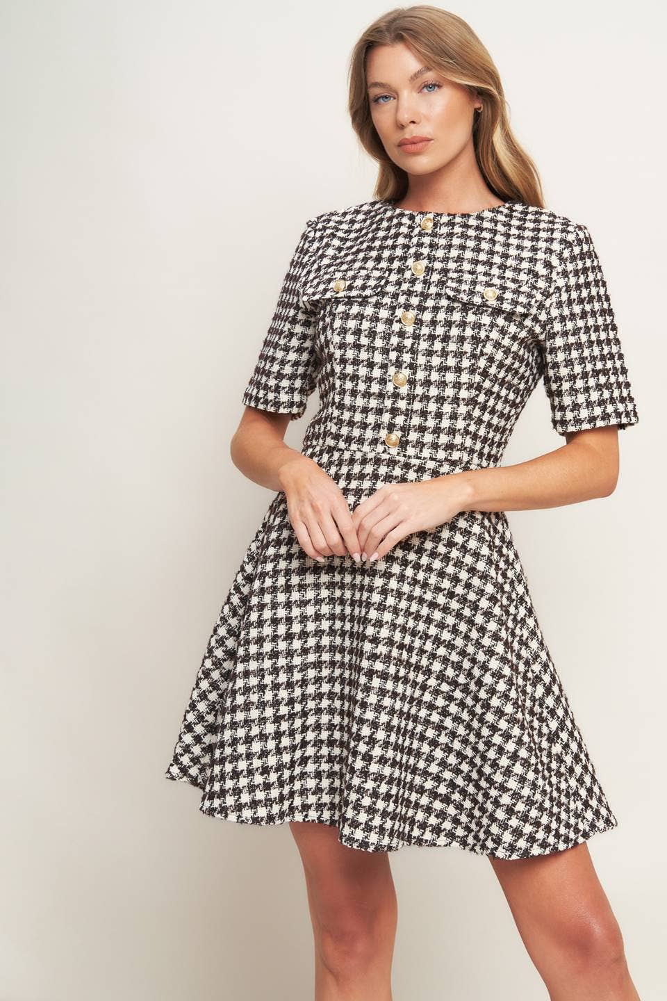 IVORY BROWN A tweed mini dress - ID21641-T for wholesale on Faire2