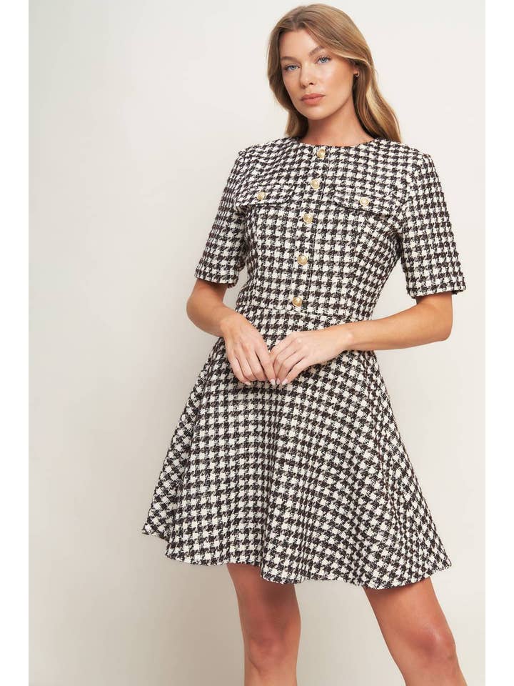 IVORY BROWN A tweed mini dress - ID21641-T for wholesale on Faire2