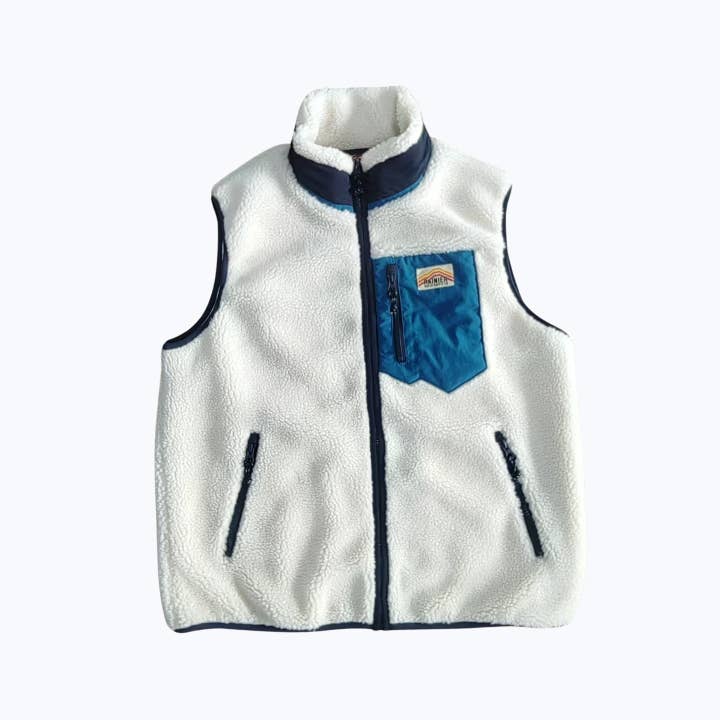 Turbo SuperFleece Vest - Lined Recycled Fleece - Cream for wholesale by Rainier Watch Supply Co