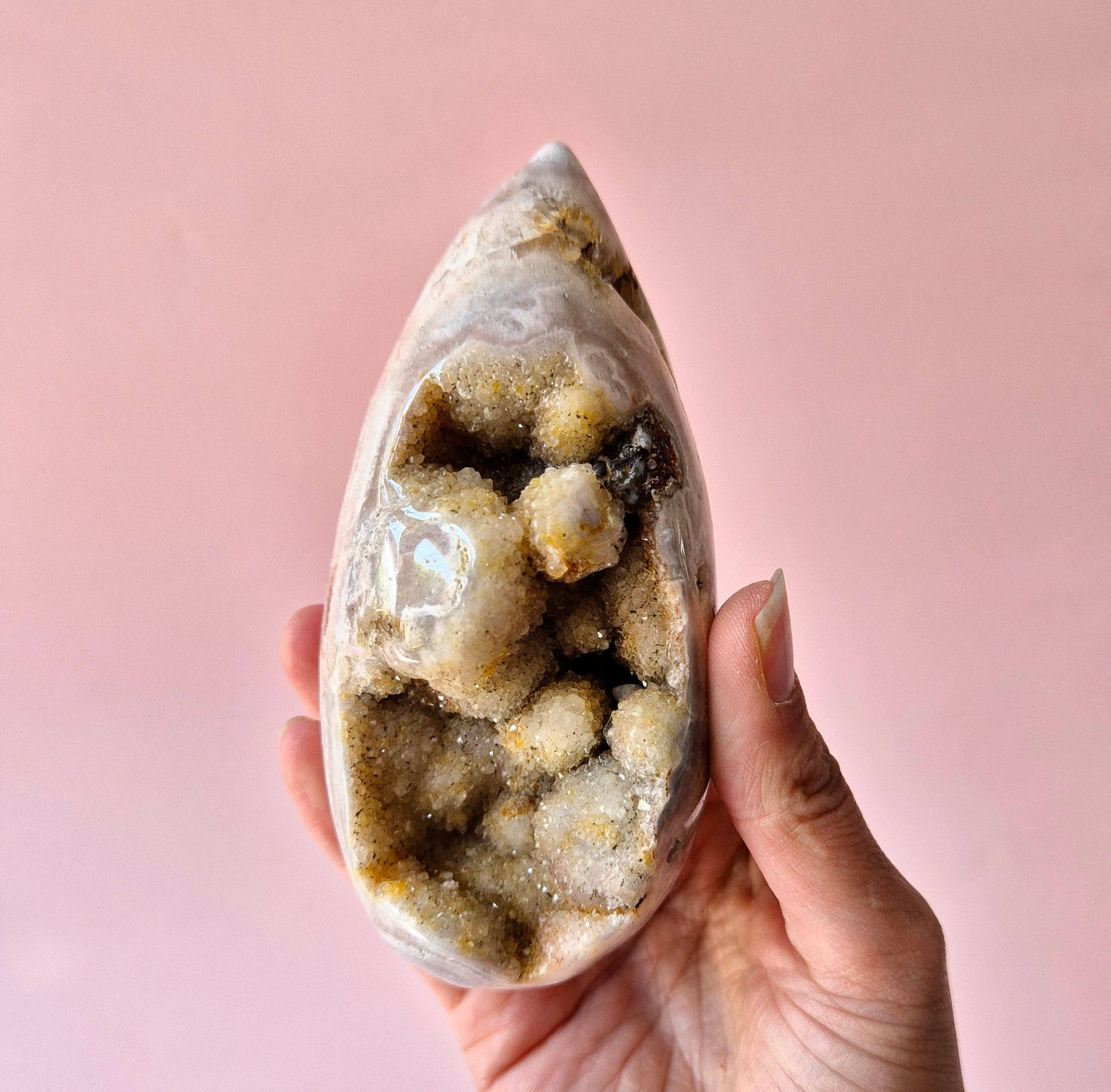 Moonlight Gemstones - Wholesale Spiritual Stone/Crystal - Druzy Pink Amethyst Freeforms & Flames – Magical Soft Energy3