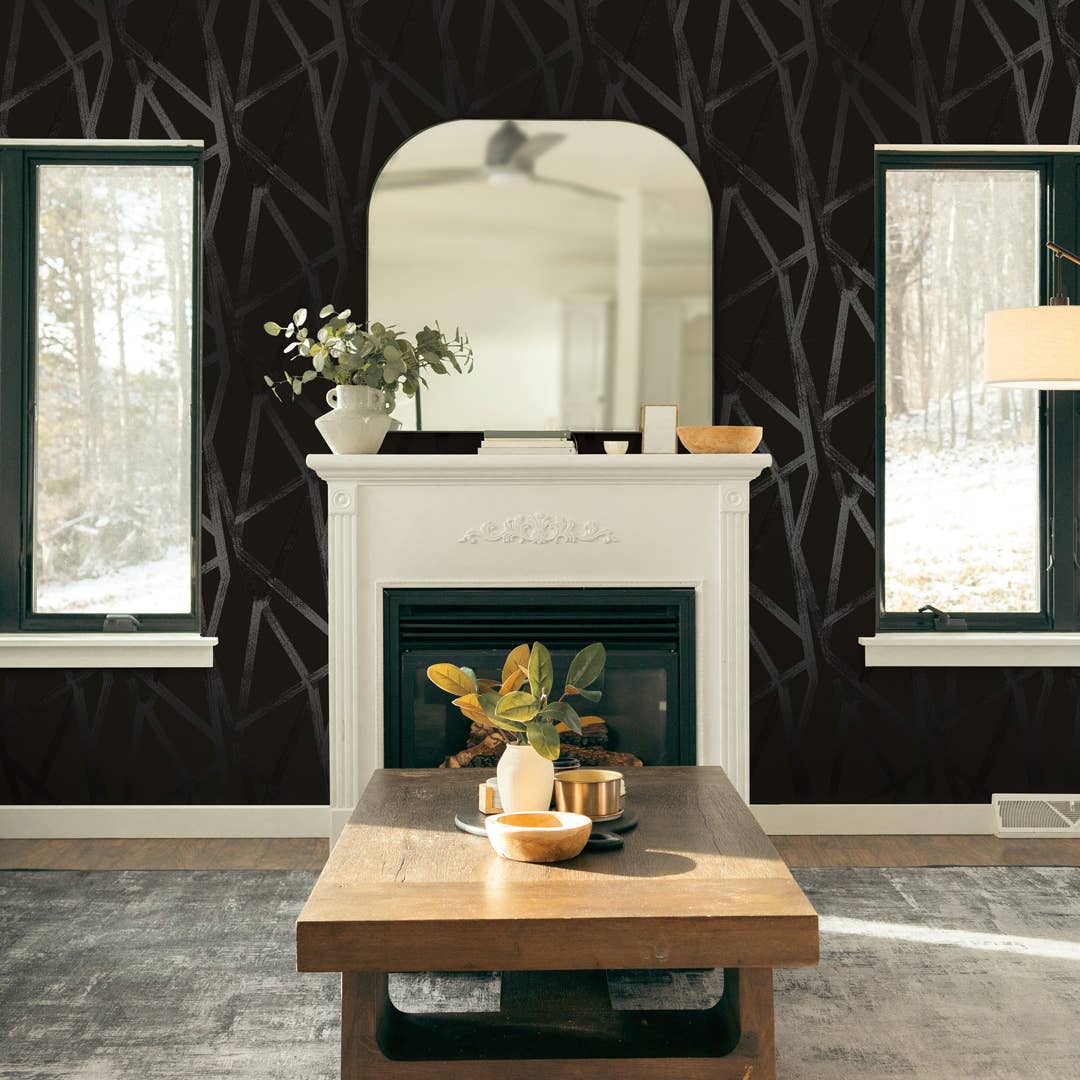 Intersections Black Peel and Stick Wallpaper, 28 sq. ft. for wholesale on Faire5