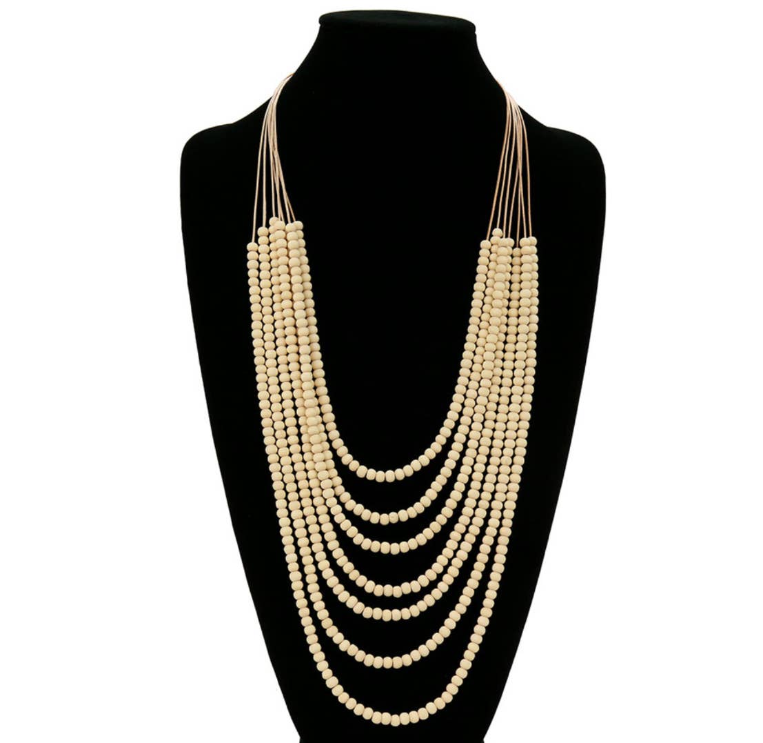 Boho Ranch Shop - Venta al por mayor Collares de cuentas/perlas - Collar bohemio con cuentas de madera de varios hilos6