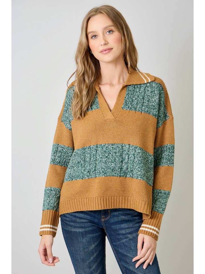 Mystree - Wholesale Knit Sweater - Women's - 60899 V-Neck Multistripe Sweater9