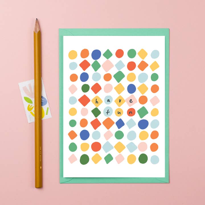 Have Fun Shapes celebration card for wholesale by Letterbox Lane