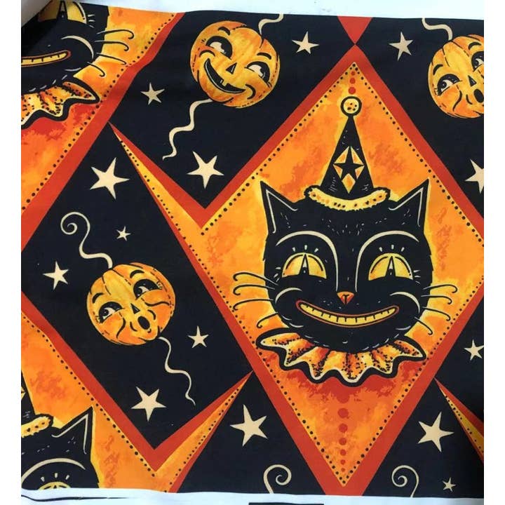 Beautifully Unique® Leggings – wholesale Modeleggings – Dam – "Grinning Jack" (Johanna Parker Exclusive) Orange Vintage Cat - Högkvalitativa Handgjorda Livfulla Leggings
