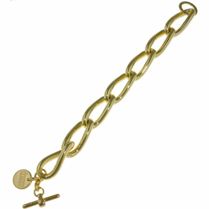 Bracelet à maillons en or 18 carats EP de 8,7 pouces avec fermoir pour la vente par Luxe on Main LLC