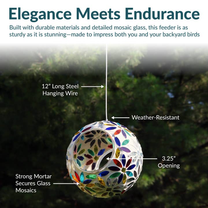 Sunnydaze Decor - Wholesale Bird Feeder - Rainbow Daisies Mosaic Fly-Through Hanging Bird Feeder2