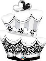 * WHITE AND BLACK WEDDING CAKE SHAPED BALLOON for wholesale by Mis Globos